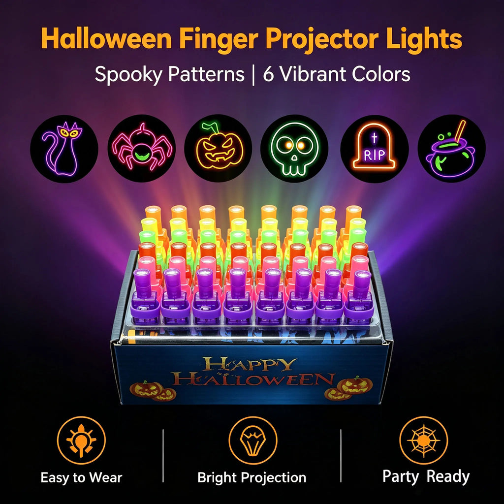 36PCS Halloween LED Finger Lights - Neon Glow Party set