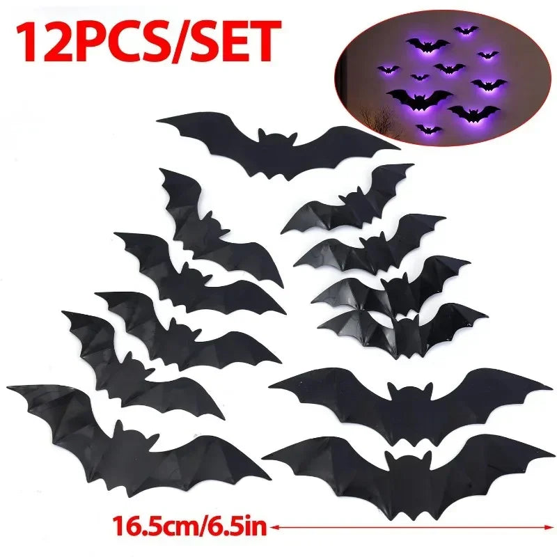 12 Set Purple LED Bat Wall Lights - Halloween Decoration
