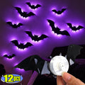 12 Set Purple LED Bat Wall Lights - Halloween Decoration